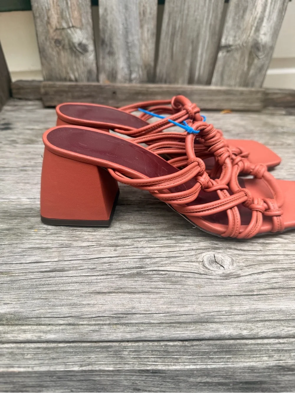 STAUD Adeline Knotted Block Heel Mule in Spice size 38 NWOT
